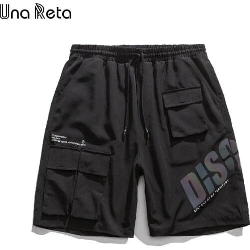 Una Reta Shorts Men New Streetwear Sweatpants Hip Hop Multi-pocket Reflective letter print Casual Shorts Summer Mens clothing