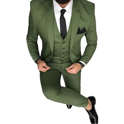 VEIAI Mens Suit Casual 3 Pieces Slim Fit Business Suits Peaked Lapel Wedding Groom Tuxedos Jacket Pants Vest