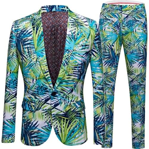 Mens Wedding Tuxedo High-end Brand Fashion Printing Groom Wedding Dress Suit Banquet Stage Performance Suit Mens Casual Suit