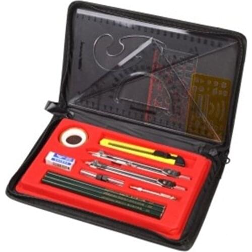 Art Math Set Ruler Pencil Stainless Steel Compass Student Drawings School Supplies with Cloth Bags