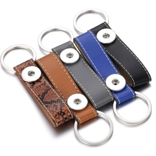 New Snap Jewelry Key Chains DIY PU Leather Snap Button KeyChain Keyring for Men Women Key Rings Fit 18mm Snap Buttons Jewelry