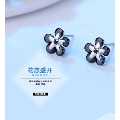 NEW Women Crystal Stud Earrings Made With Austria Crystal Elements 925 Silver Plated Flower Earrings jewelry
