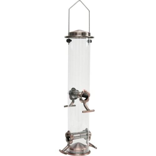 New Durable Wild Bird Hanging Feeder Stainless Steel Bird Food Dispenser Container Tubular Anti-rust Outdoor Garden Decor