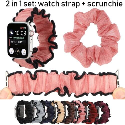 Scrunchie Strap For Apple Watch Band 40mm 44mm 42mm 38mm Elastic Fabric Bracelet Solo Loop Band For iWatch Series 6 5 4 3 2 1 se