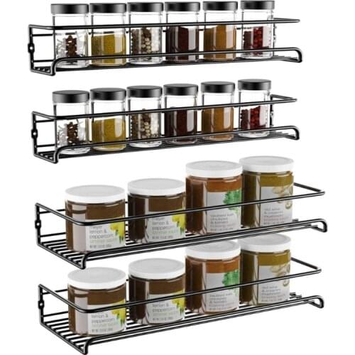 Single-layer Black Kitchen Spice Rack Organizer Storage Rack Small Item Holder Kitchen Spice Rack Refrigerator Organizer Au11 21