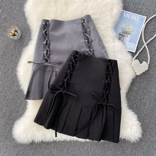 Retro solid color high waist sexy hollow summer black short skirt ruffled a-line woman skirts extreme sexy mini micro skirt