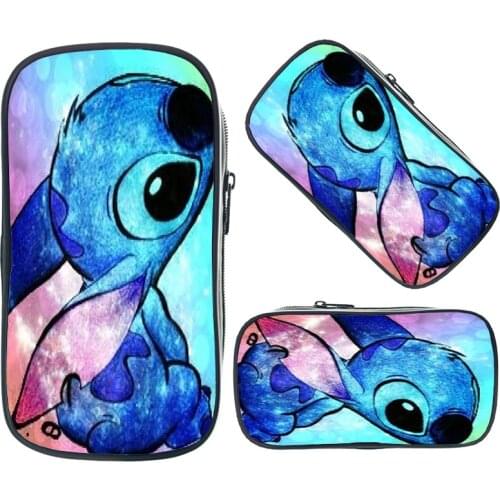 Cute Stitch Cosmetic Bag Large Pencil Box School Supplies Stationery Storage Bags Boys Girls Cosmetic Cases Makeup Bags