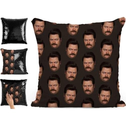 Ron Swanson faces sequin pillow | sequin Pillowcase | Two color pillow | gift for her | gift for him | pillow | magic pillow