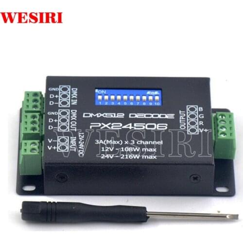 PX24506 DMX Decoder Driver RGB Amplifier Controller For RGB LED Lights DC12-24V