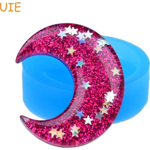 PYL583U 39.4mm Luna Silicone Mold - Crescent Moon Mold DIY Handmade, Jewelry, Resin Clay, Candy, Fondant, Cake Decorating Mold