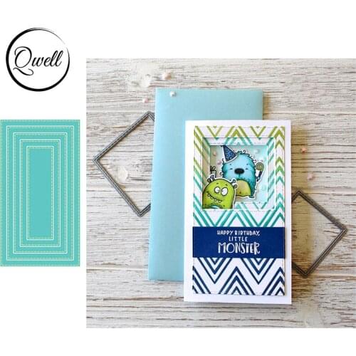 Qwell Stitched Mini Slim Stacklets Window Frame Metal Cutting Dies Set DIY Scrapbooking Making Template 2020