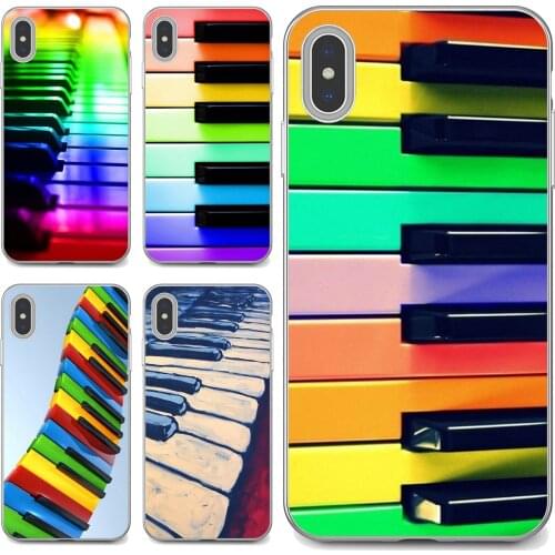 Rainbow-Piano-Key-color-Keyboard Silicone Cover Bag For Samsung Galaxy S7 S8 S9 S10E S20 FE Note 10 20 Edge Lite Plus Ultra