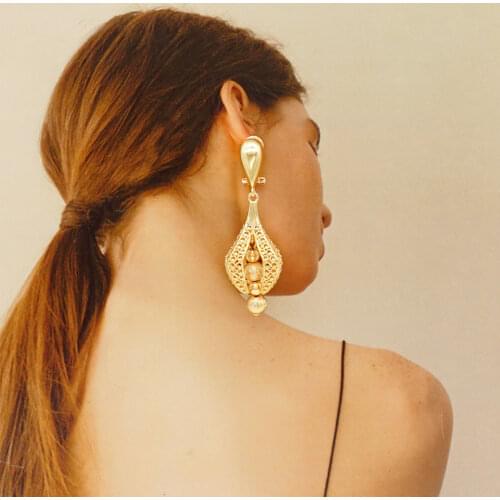 Gold Color Statement Dangle Drop Earring For Women Copper Trendy Earrings Ear ring Accessories Hot For Women Wedding Gift