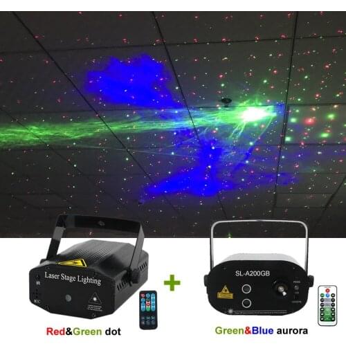 Sharelife 2 Pcs Set of RG Star Mixed GB Hypnotic Aurora Starry Sky Effect Remote Laser Light DJ Party Home Gig Stage Lighting