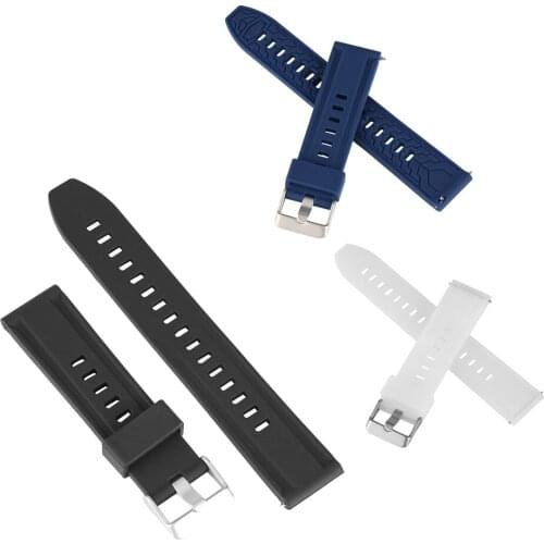 18/20/22/24mm Width Silicone Watch Bands Black/Blue/White Waterproof Watch Straps Replacements Pin Buckle Watchbands