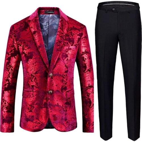 High Quality Gold Velvet Suit Men Business Banquet Wedding Dress Two-piece Set Large Size 5XL Mens Tuxedo Blazers and Pants
