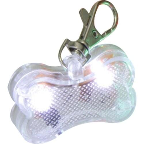 LED Light Up Dog Bone Shape ID Tag Pet Safety Collar Pendant for Outdoor Walking Pet Supplies