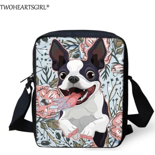 Twoheartsgirl Boston Terrier Messenger Bag for Girls Cute Mini Women Crossbody Bags Stylish Animal Print Handbags Small Bolsa