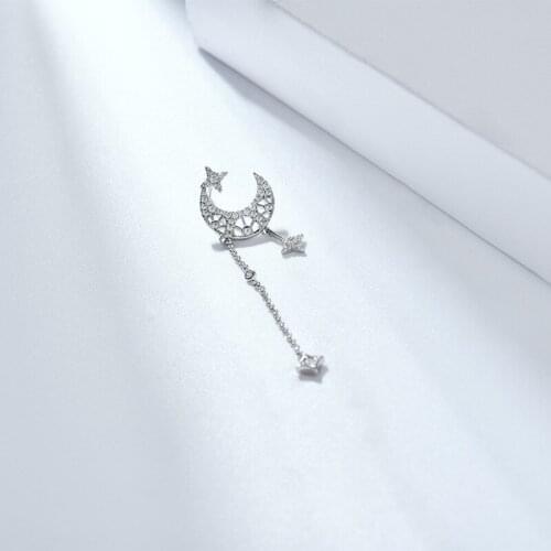 Fashion Ins Style Elegant Moon Earrings For Women Vintage Long Earring Cubic Zirconia Jewelry Pendientes Zk45