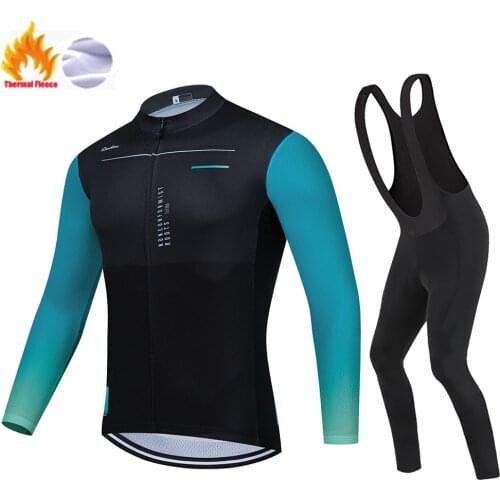Raudax Road Bike Winter Cycling Clothing Thermal Fleece Cycling Jersey Set MTB Cycling Bib Pants Ropa Ciclismo Hombre Jackets