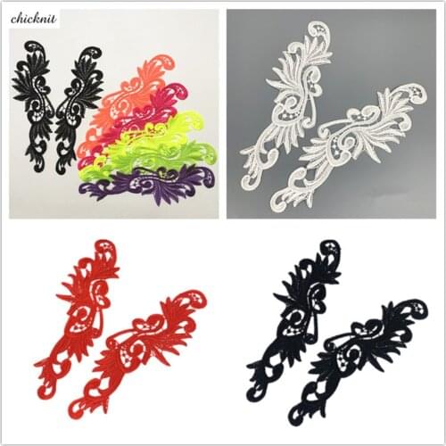CHICKNIT 1 pair black white red Embroidery lace Applique patch for Sewing Tango Latin dance ballet costumes Dress DA004
