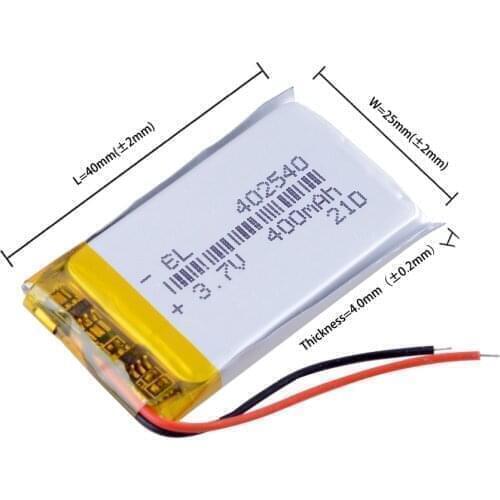 10pcs/Lot 3.7V 400mAh 402540 Polymer Li-ion Battery For mouse recorder speaker RC toys headephone Remote controller GPS