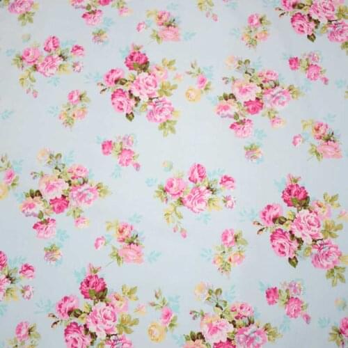 160cm Width Blue rose 100% cotton twill fabric home textile clothing for patchwork quilting sewing fabric