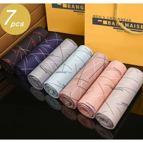 4/7pcs/lot Men Fashion Print underwear Men Fun Underpants Cute Knickers Cartoons Panties Homme Breathbale Soft Shorts Large size