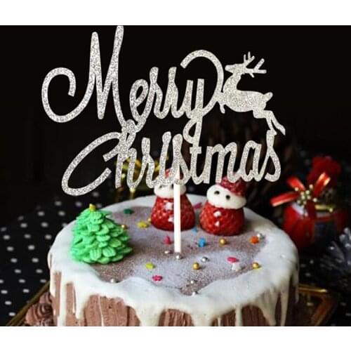 5pcs Merry Christmas Acrylic Cake Topper Cupcake Topper For Xmas Cake Decorations