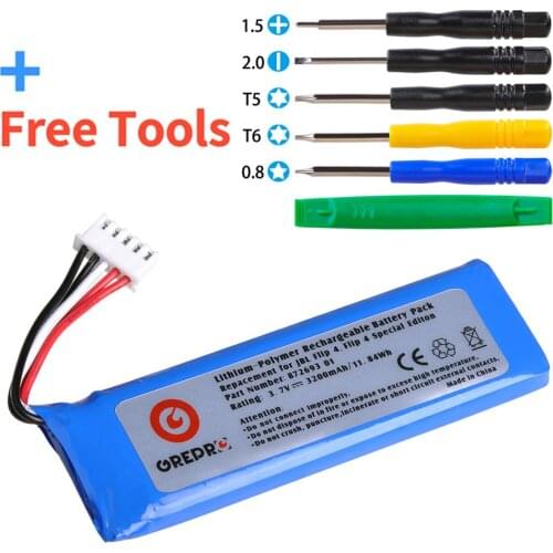 3.7V 3200mAh JBL Flip 4 Battery GSP872693 01 Rechargeable Battery Pack for JBL Flip 4, Flip 4, Flip4 Special Edition