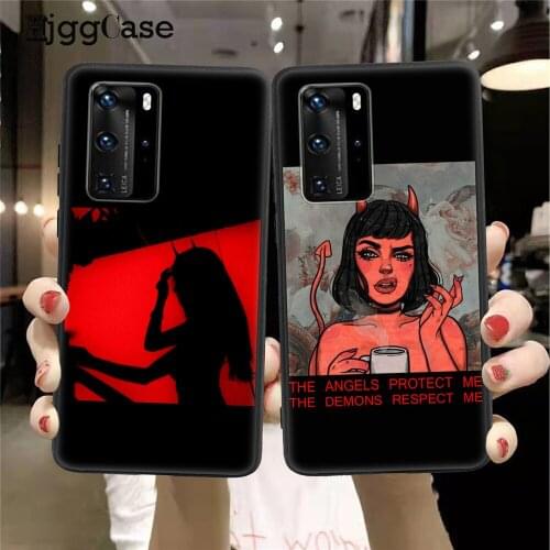 THE ANGELS PROTECT ME THE DEMONS RESPECT ME Phone Case For Huawei P40 P20 P30 Lite Pro Mate 20 30 40 Lite Pro Silicone Cover
