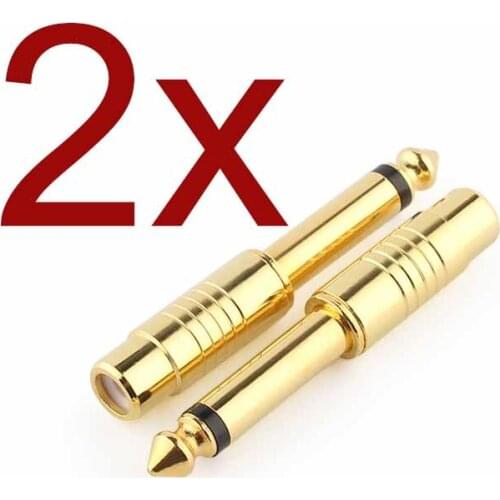 Free shipping2x GOLD Plated 1/4" 6.35mm Mono Male To RCA Female Audio Connector Adapter Free shippingnew