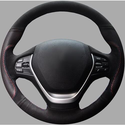 Shining wheat Hand-stitched Black Leather Car Steering Wheel Cover for BMW F30 320i 328i 320d F20