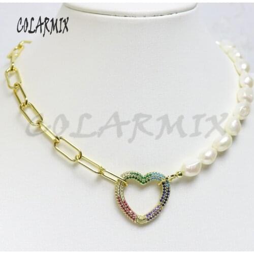 3 strands Link chain and pearl necklace 40cm chokers jewelry necklace for women multi pendants fashion accessories 9616