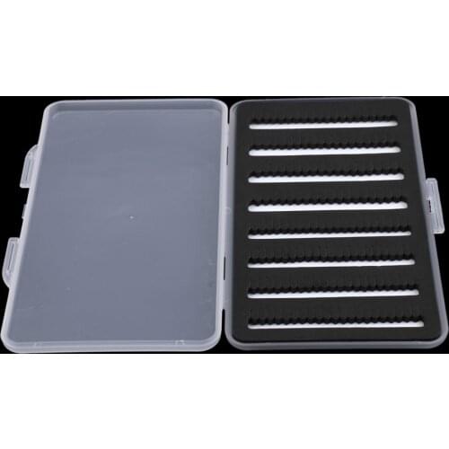Fly Fishing Box Clear Lid Plastic Lightweight Slit Foam Insert Slim Fly Box Flies Case