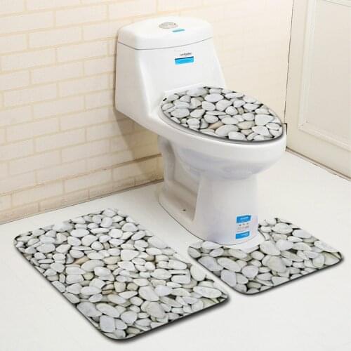 Simplicity Toilet Seat Cover 3Pcs Set Carpet Modern Decoration Bathroom Entrance Water Absorption Anti-Slip Printing Pattern Rug