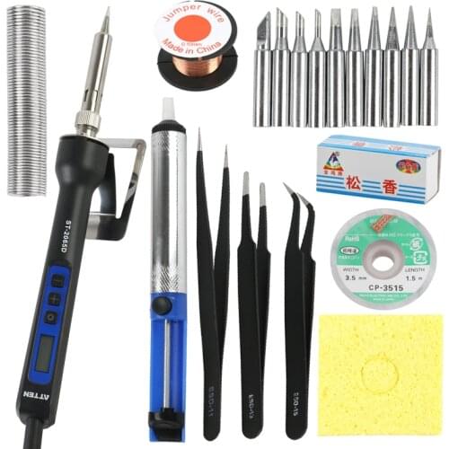 ATTEN ST-2065D Digital LCD ESD Adjustable Temperature Electric Soldering Iron Soldering Station 65W 220V EU Plug For PCB Repair