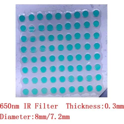 PU`Aimetis Diameter 7.2mm/8mm Thickness 0.3mm 650nm IR Filter Cut Off Infared Wavelength IR filter for lens IR filter