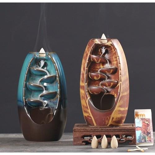 Ceramic Aroma Diffuser Sandalwood Backflow Incense Holder Creative Home Decoration