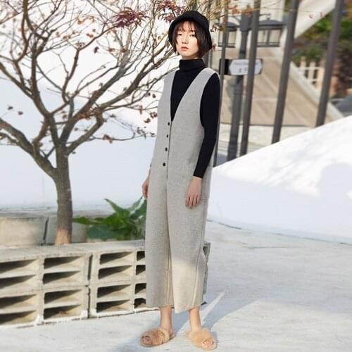 Women Jumpsuits 2020 Autumn Winter Korean Style Woolen Jumpsuit Romper Sleeveless Wide Leg Pants Loose WomenS Pantsuit AA5591