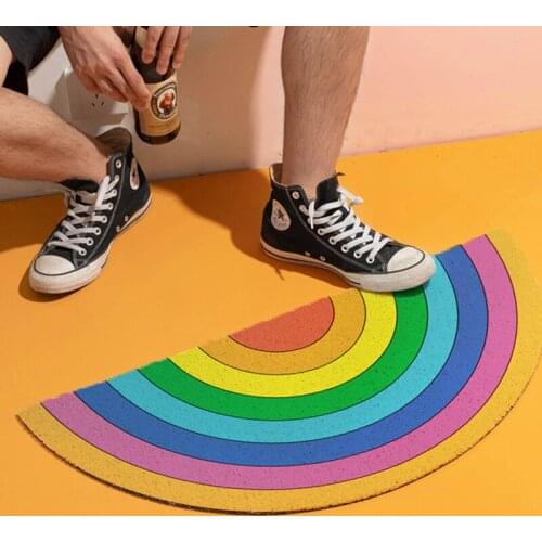 Rainbow Porch Door Mat Living Room Mat PVC Anti-slip Mat Silk Loop Entrance Door Mat Carpet Hallway Custom Entrance Mat Carpet