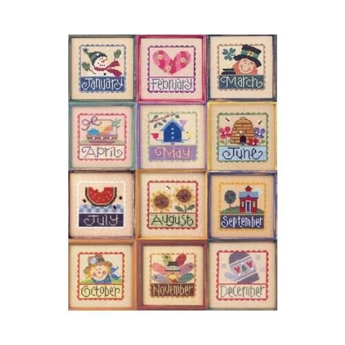 Cartoon 12 month small picture simple 12 children Mini picture cross stitch set Counted Cross Stitch Kit 1photo choose