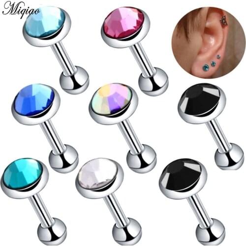 Miqiao 1 Pcs Explosive European and American Popular Stainless Steel Jewelry Small Ear Bone Stud Earrings