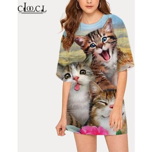 CLOOCL Fashion Women Short Sleeve Loose T-shirt Best Friend Pet Cat 3D Print Tees Female Casual Tops Drop Shipping