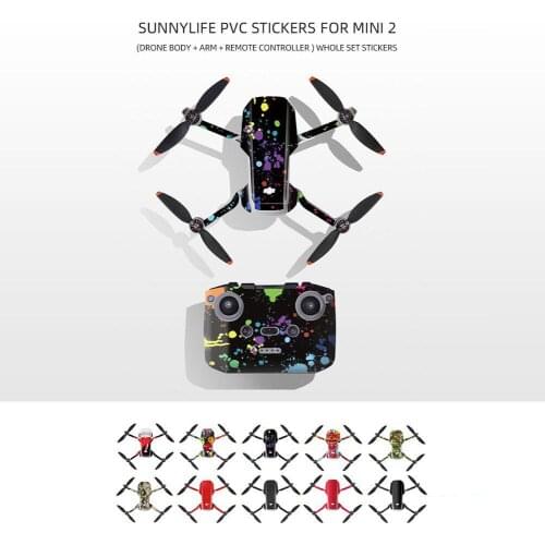 For DJI Mini 2 Drone Body Arm Remote Control Anti Scratch Stickers Colorful PVC Protector Removable Waterproof Decoration Decal