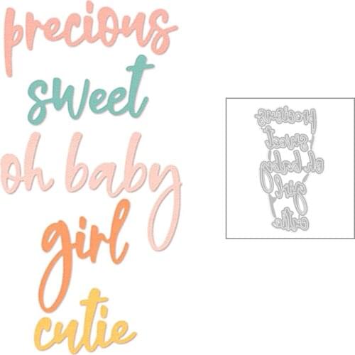 2020 New Sweet Cutie Oh Baby Girl Word Metal Cutting Dies Cut For DIY Scrapbooking Card Paper Label Photo Album Making no stamps
