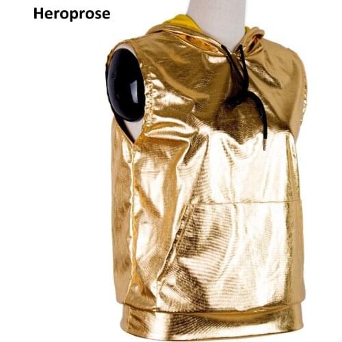Heroprose 2018 New Fashion Unisex Hip Hop Dance Outwear stage performance Wear with a hood DS Jazz Bright Sleeveless Top