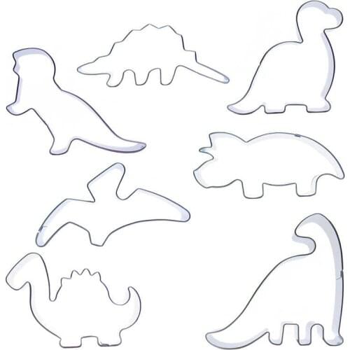 Raylinor,Stegosaurus,Snake-necked Dragon,Horned Dragon Shape Cake Decorating Tools Sets,7 Dinosaur Cookie Biscuit Baking Molds