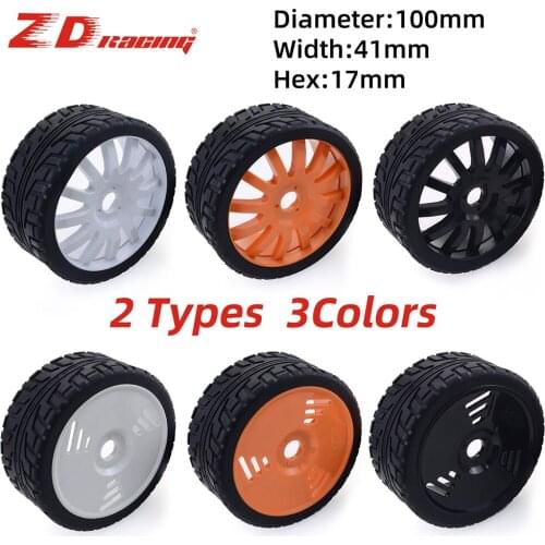 ZD Racing 100mm Rubber Tyres Wheels 17mm Hex for Redcat HSP HPI Kyosho Hobao Team Losi Carson 1/8 Buggy On-road RC Car