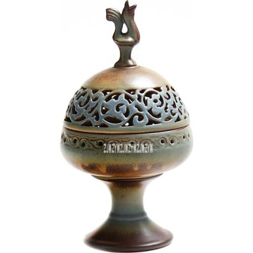 Handmade Ceramics Censer Creative Aroma Burner Sandalwood Incense Coil Towers Incense Burner Home Gifts With Base 4hour
